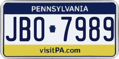 PA license plate JBO7989