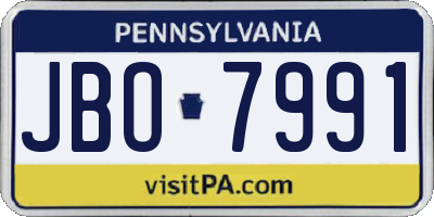 PA license plate JBO7991