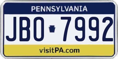 PA license plate JBO7992