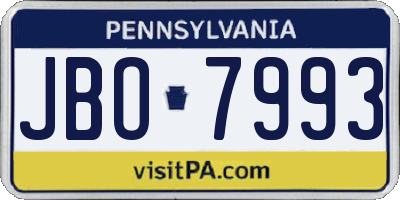 PA license plate JBO7993