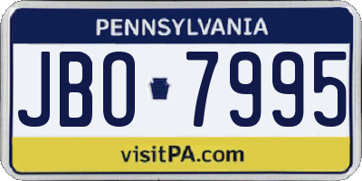 PA license plate JBO7995