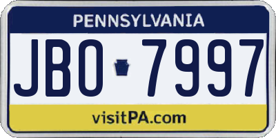 PA license plate JBO7997