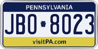 PA license plate JBO8023