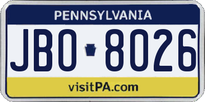 PA license plate JBO8026