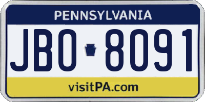 PA license plate JBO8091