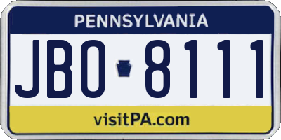 PA license plate JBO8111