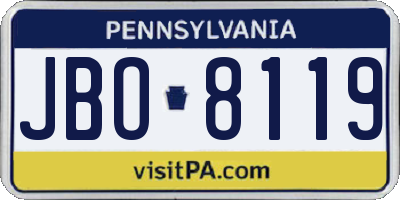 PA license plate JBO8119