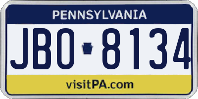 PA license plate JBO8134