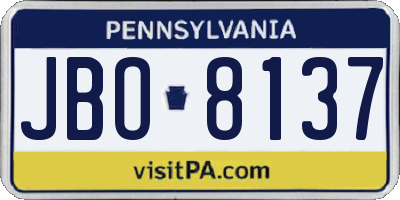 PA license plate JBO8137