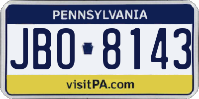 PA license plate JBO8143