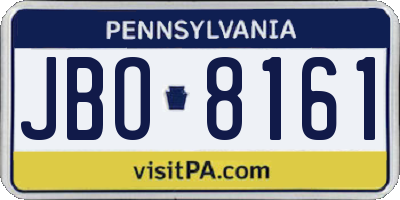 PA license plate JBO8161