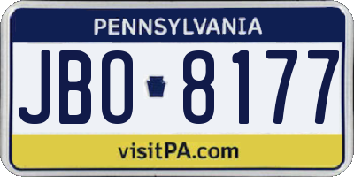 PA license plate JBO8177