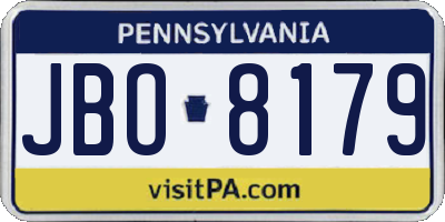 PA license plate JBO8179