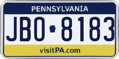 PA license plate JBO8183
