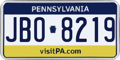PA license plate JBO8219
