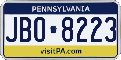 PA license plate JBO8223