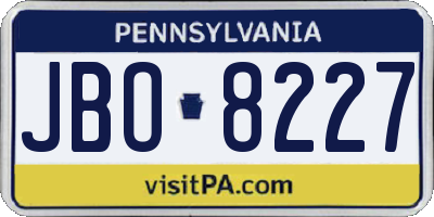 PA license plate JBO8227