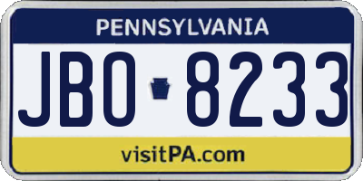 PA license plate JBO8233