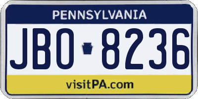 PA license plate JBO8236