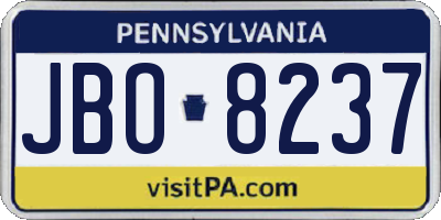 PA license plate JBO8237