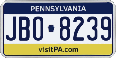 PA license plate JBO8239