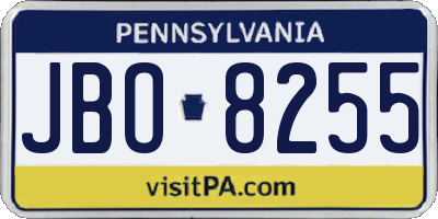 PA license plate JBO8255