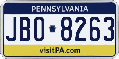 PA license plate JBO8263