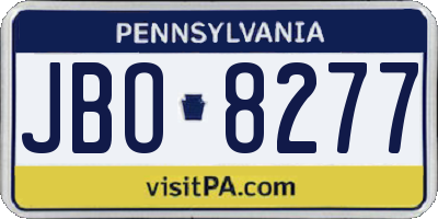 PA license plate JBO8277