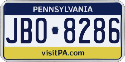 PA license plate JBO8286