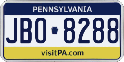 PA license plate JBO8288
