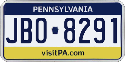 PA license plate JBO8291