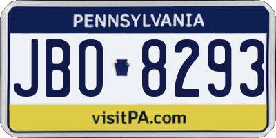 PA license plate JBO8293