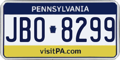 PA license plate JBO8299
