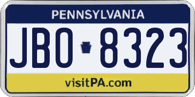PA license plate JBO8323