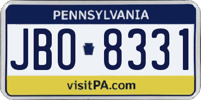 PA license plate JBO8331