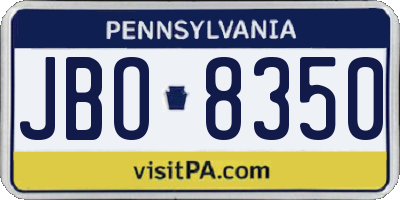 PA license plate JBO8350
