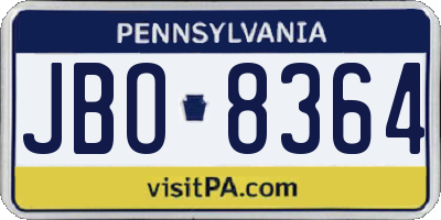 PA license plate JBO8364