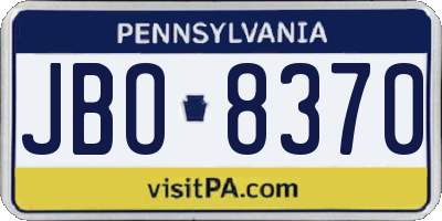 PA license plate JBO8370