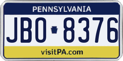 PA license plate JBO8376