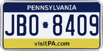 PA license plate JBO8409