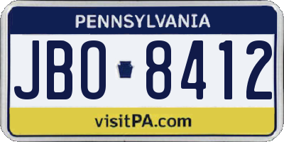 PA license plate JBO8412