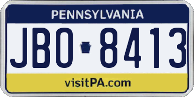 PA license plate JBO8413