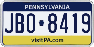 PA license plate JBO8419