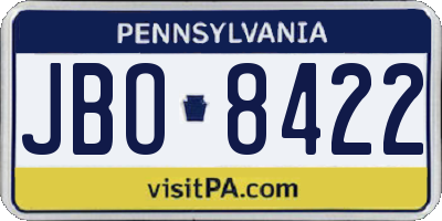 PA license plate JBO8422