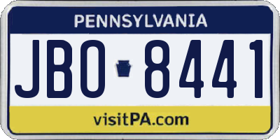 PA license plate JBO8441