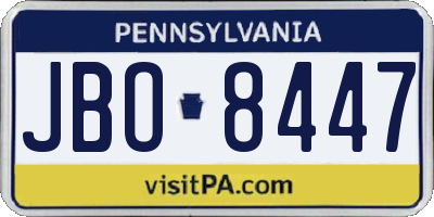 PA license plate JBO8447