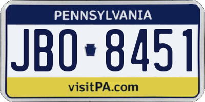 PA license plate JBO8451