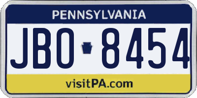 PA license plate JBO8454