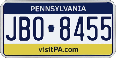 PA license plate JBO8455