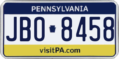 PA license plate JBO8458